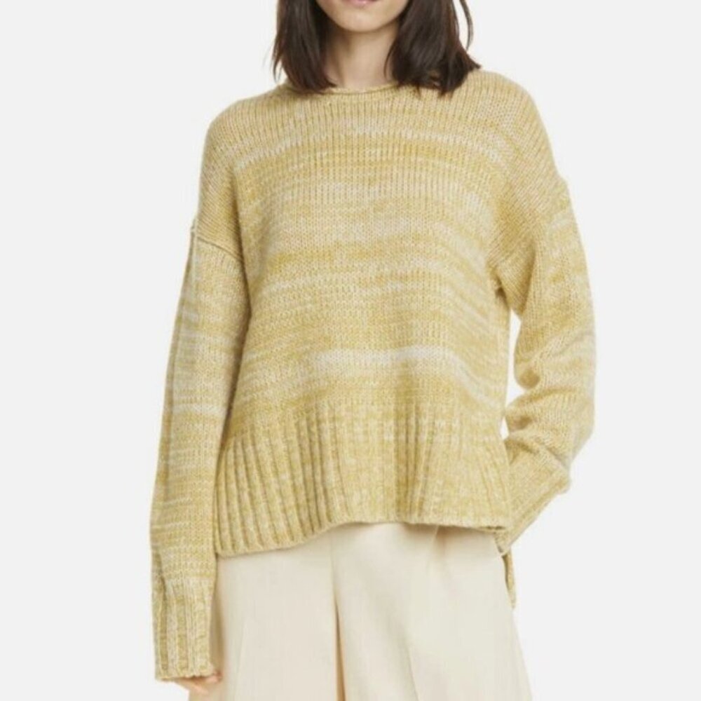 Vince Sweater Yellow Marled Wool & Cashmere Moss Glow S